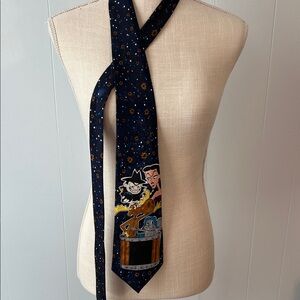 Vintage White Gals Rocky & Bullwinkle, Boris & Natasha Necktie Tie